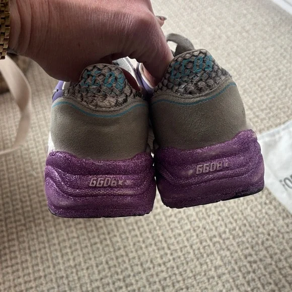Golden Goose Lavender and Silver Sneakers - Picture 6 of 12